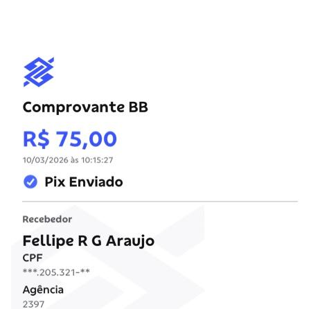 Comprovante PIX de R$ 75,00